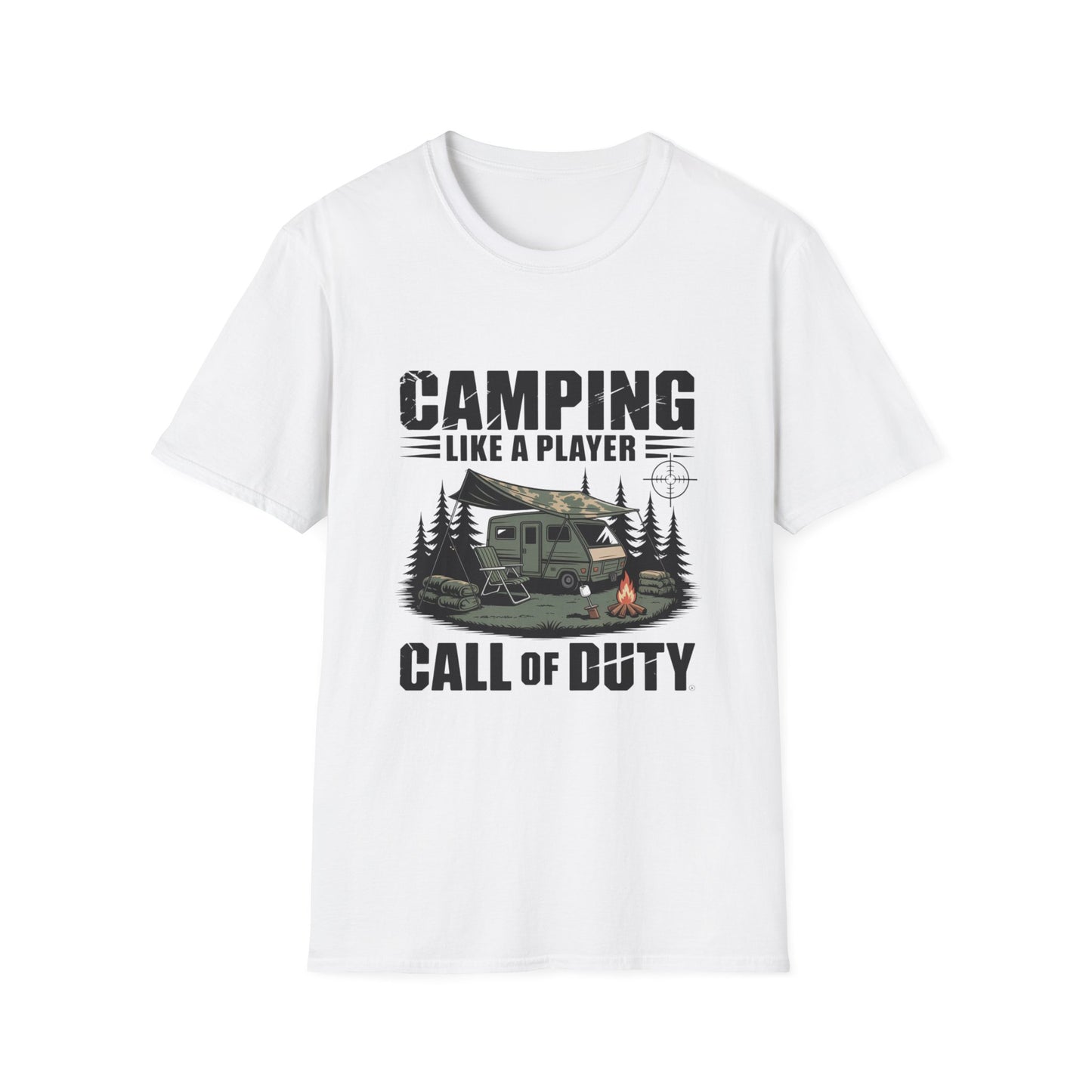 Camping Adventure Unisex Softstyle T-Shirt, Outdoor Enthusiast Tee, Gift for Gamers, Camping Lover Shirt, Casual Wear, Summer T-Shirt