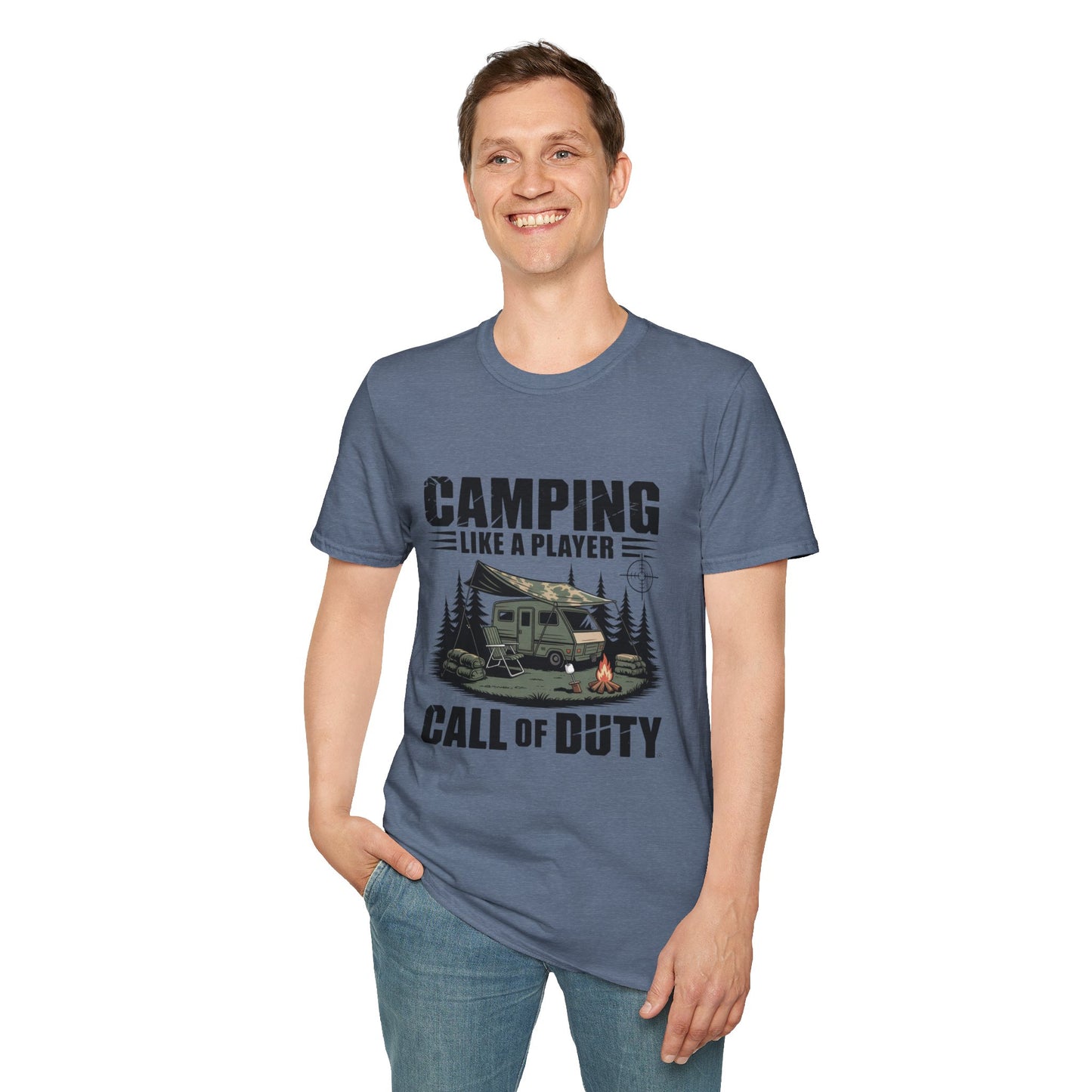 Camping Adventure Unisex Softstyle T-Shirt, Outdoor Enthusiast Tee, Gift for Gamers, Camping Lover Shirt, Casual Wear, Summer T-Shirt