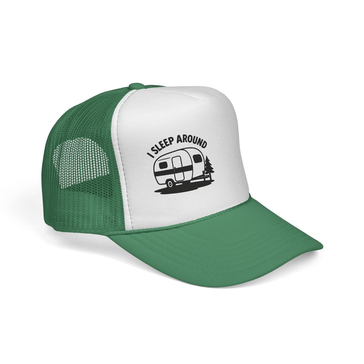 I Sleep Around Trucker Cap, Fun Camping Hat, Outdoor Lovers Gift, Festival Headwear, Road Trip Essential