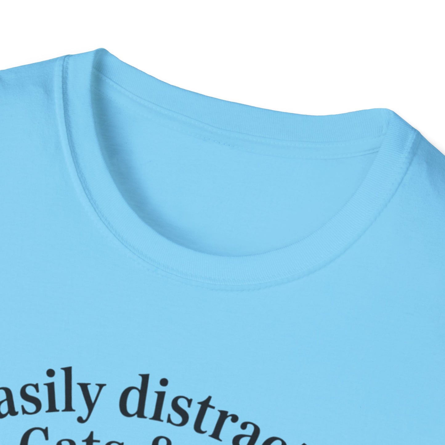 Easily Distracted by Cats & Books T-Shirt, Cat Lovers Gift, Bookworm Tee, Cozy Lounge Wear, Cute Animal Apparel