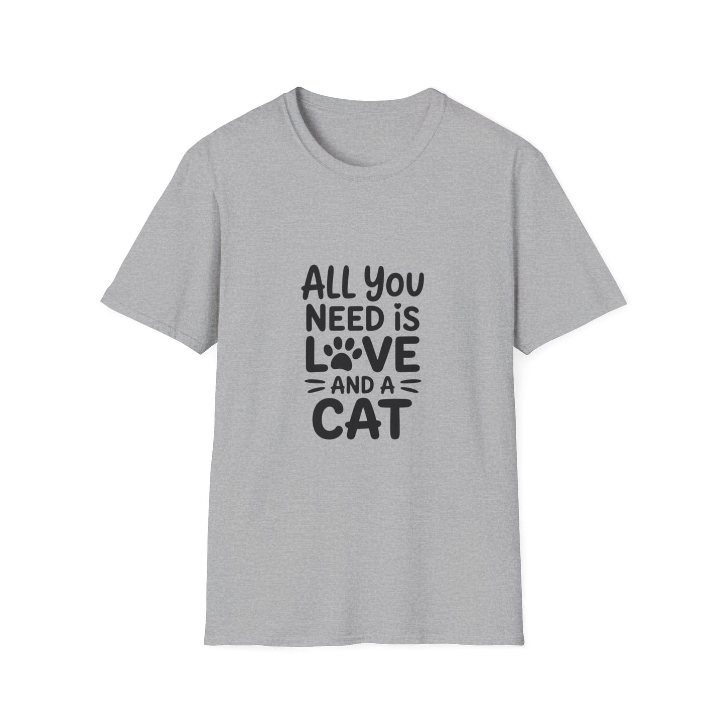 Cat Lover's T-Shirt, All You Need is Love and a Cat Tee, Summer Fun Gift, Animal Lover Top, Cute Cat Apparel, Birthday Present