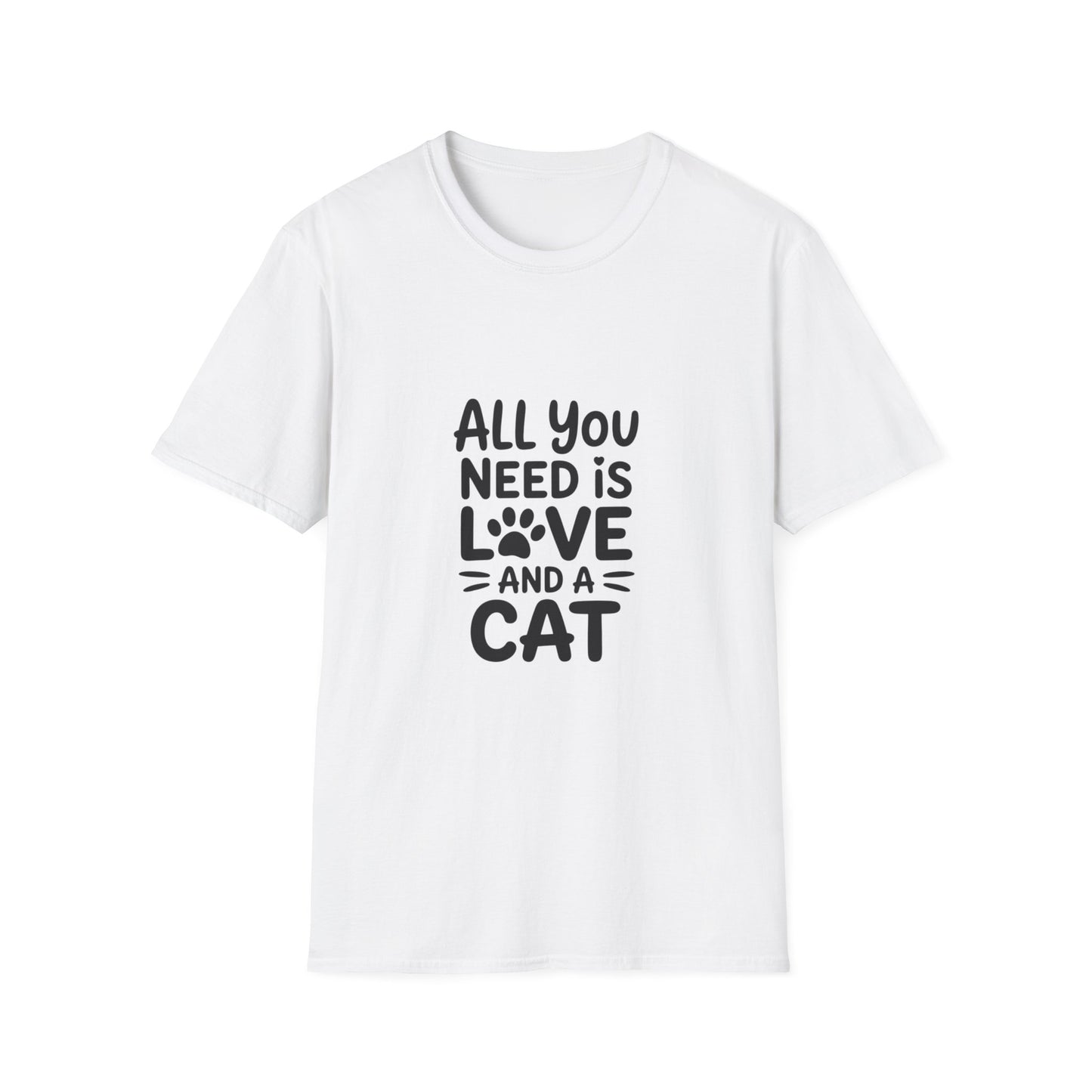 Cat Lover's T-Shirt, All You Need is Love and a Cat Tee, Summer Fun Gift, Animal Lover Top, Cute Cat Apparel, Birthday Present