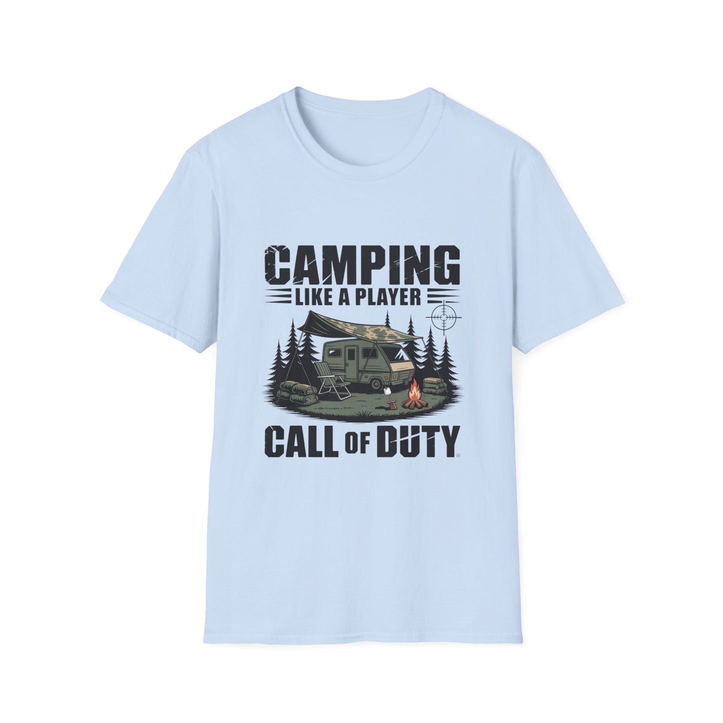Camping Adventure Unisex Softstyle T-Shirt, Outdoor Enthusiast Tee, Gift for Gamers, Camping Lover Shirt, Casual Wear, Summer T-Shirt