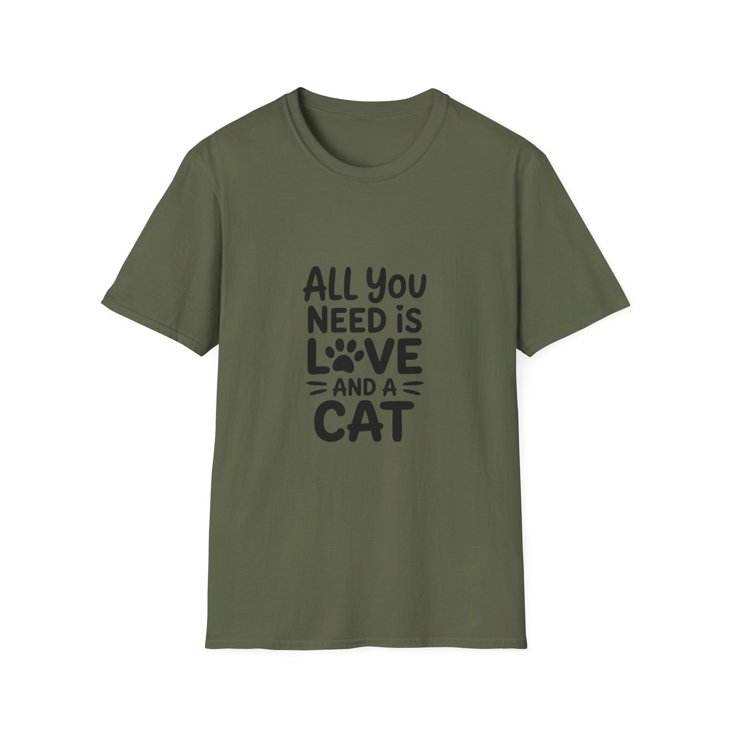 Cat Lover's T-Shirt, All You Need is Love and a Cat Tee, Summer Fun Gift, Animal Lover Top, Cute Cat Apparel, Birthday Present