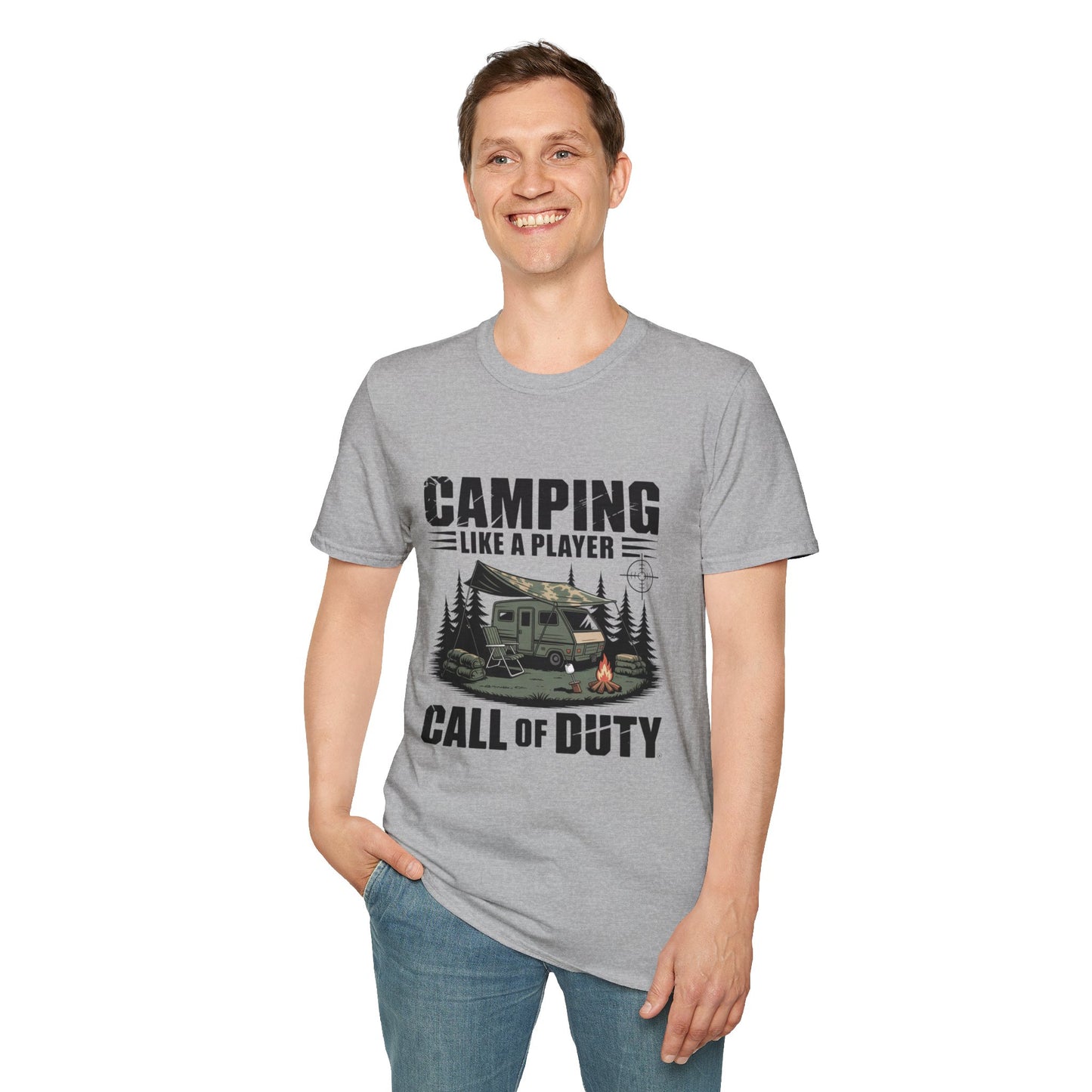Camping Adventure Unisex Softstyle T-Shirt, Outdoor Enthusiast Tee, Gift for Gamers, Camping Lover Shirt, Casual Wear, Summer T-Shirt