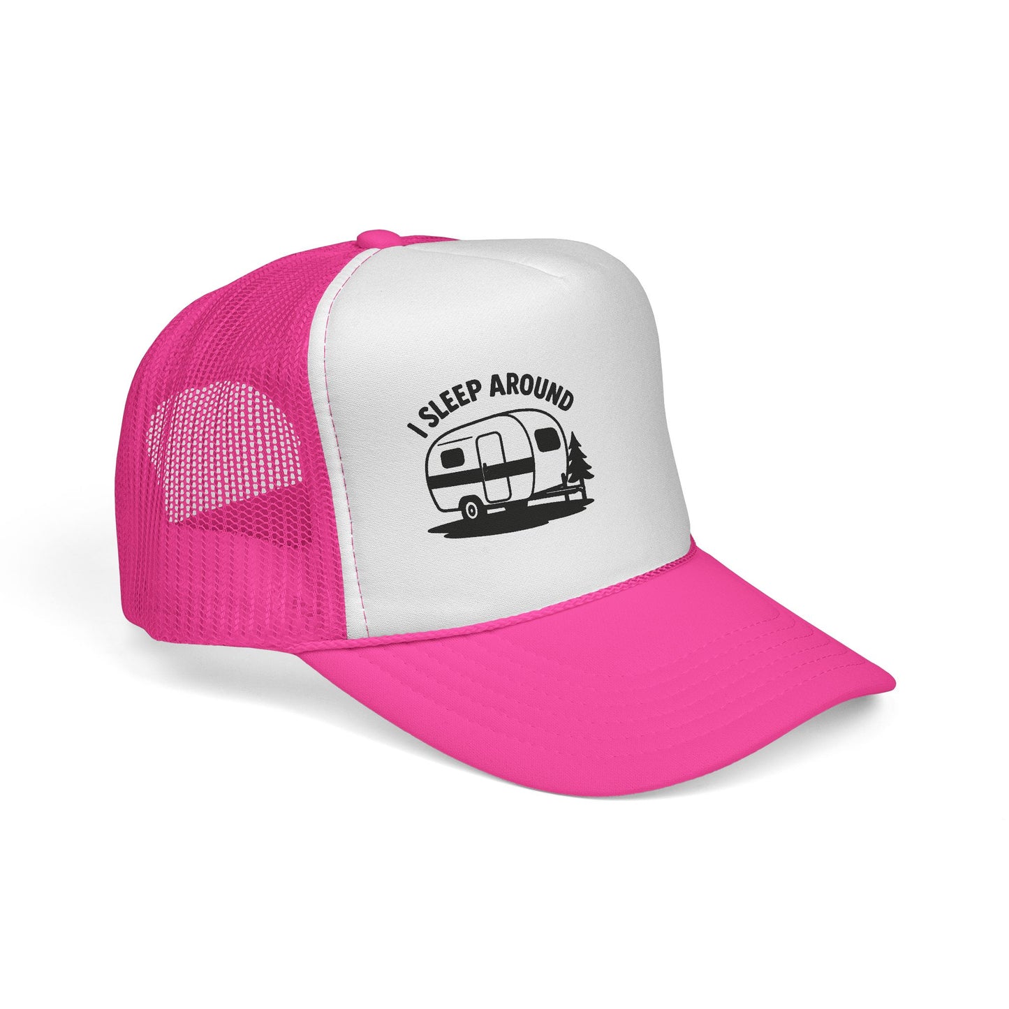 I Sleep Around Trucker Cap, Fun Camping Hat, Outdoor Lovers Gift, Festival Headwear, Road Trip Essential
