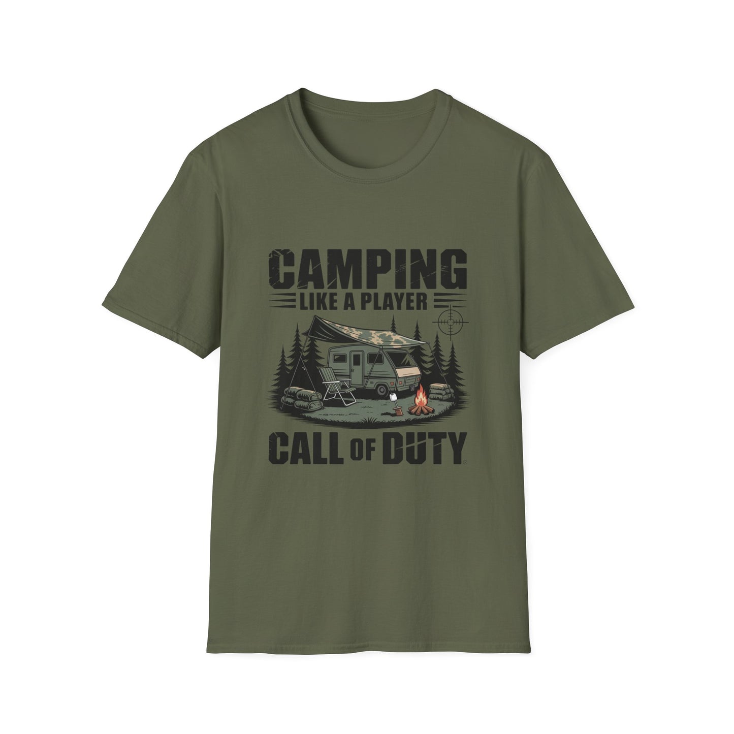Camping Adventure Unisex Softstyle T-Shirt, Outdoor Enthusiast Tee, Gift for Gamers, Camping Lover Shirt, Casual Wear, Summer T-Shirt