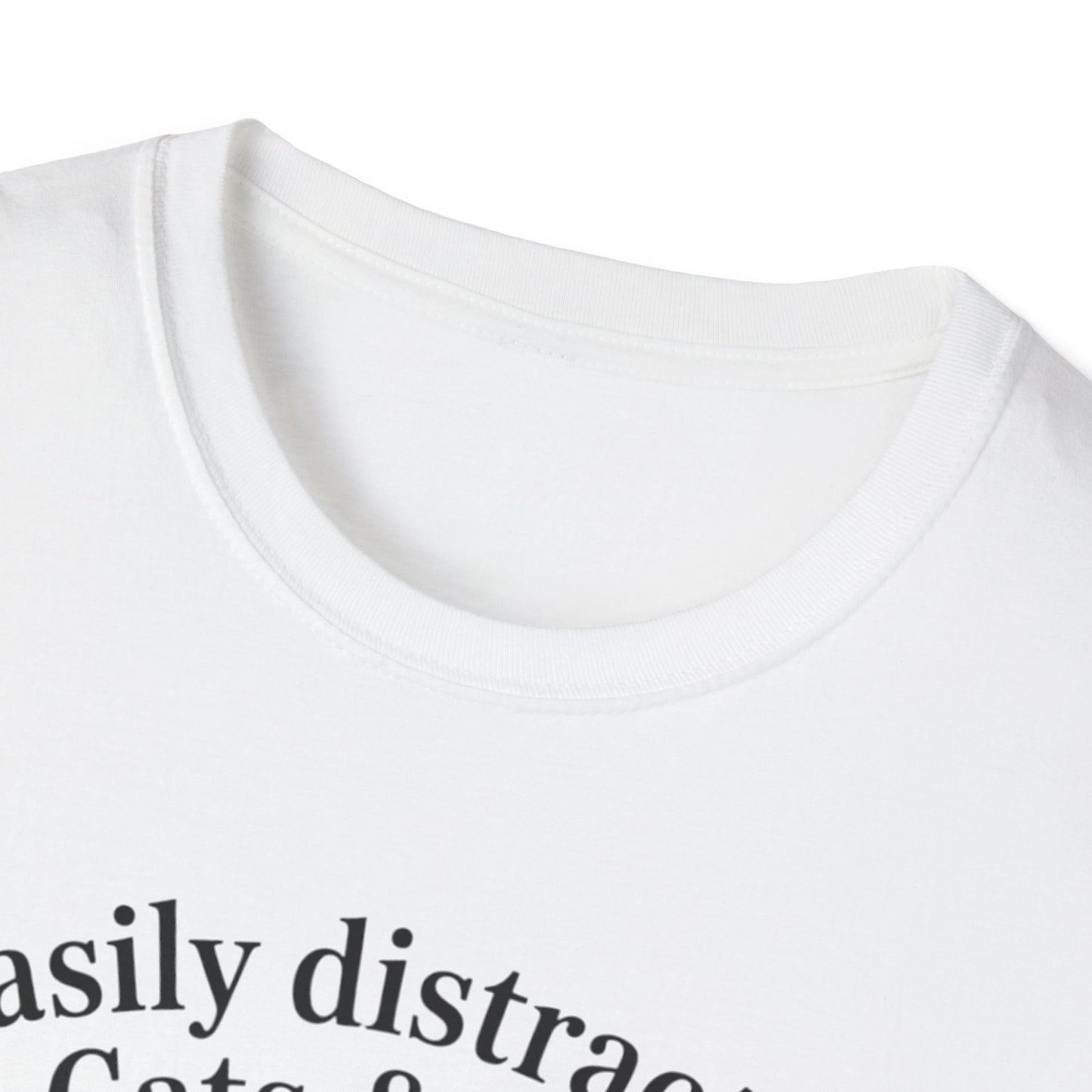 Easily Distracted by Cats & Books T-Shirt, Cat Lovers Gift, Bookworm Tee, Cozy Lounge Wear, Cute Animal Apparel