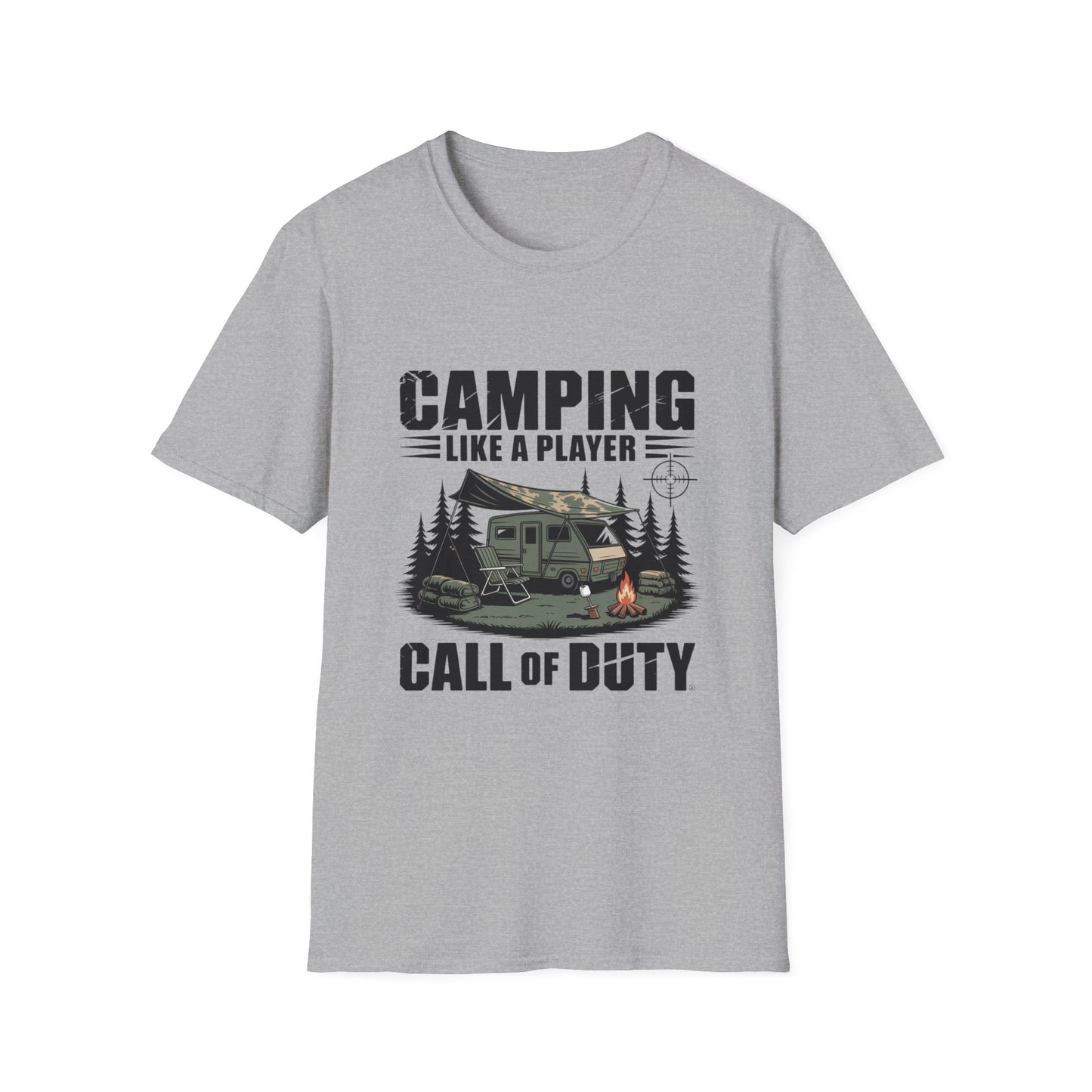 Camping Adventure Unisex Softstyle T-Shirt, Outdoor Enthusiast Tee, Gift for Gamers, Camping Lover Shirt, Casual Wear, Summer T-Shirt