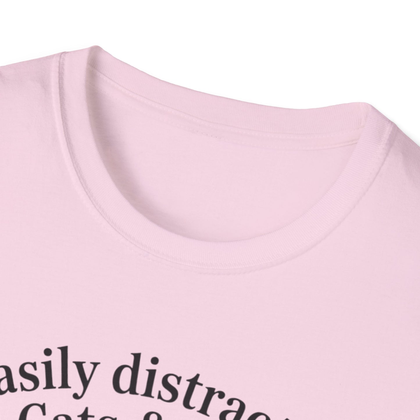 Easily Distracted by Cats & Books T-Shirt, Cat Lovers Gift, Bookworm Tee, Cozy Lounge Wear, Cute Animal Apparel