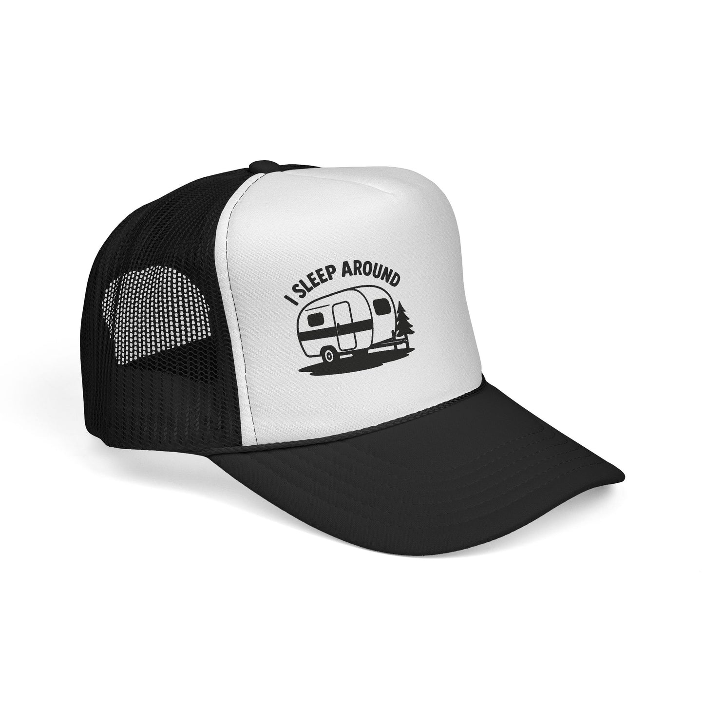 I Sleep Around Trucker Cap, Fun Camping Hat, Outdoor Lovers Gift, Festival Headwear, Road Trip Essential