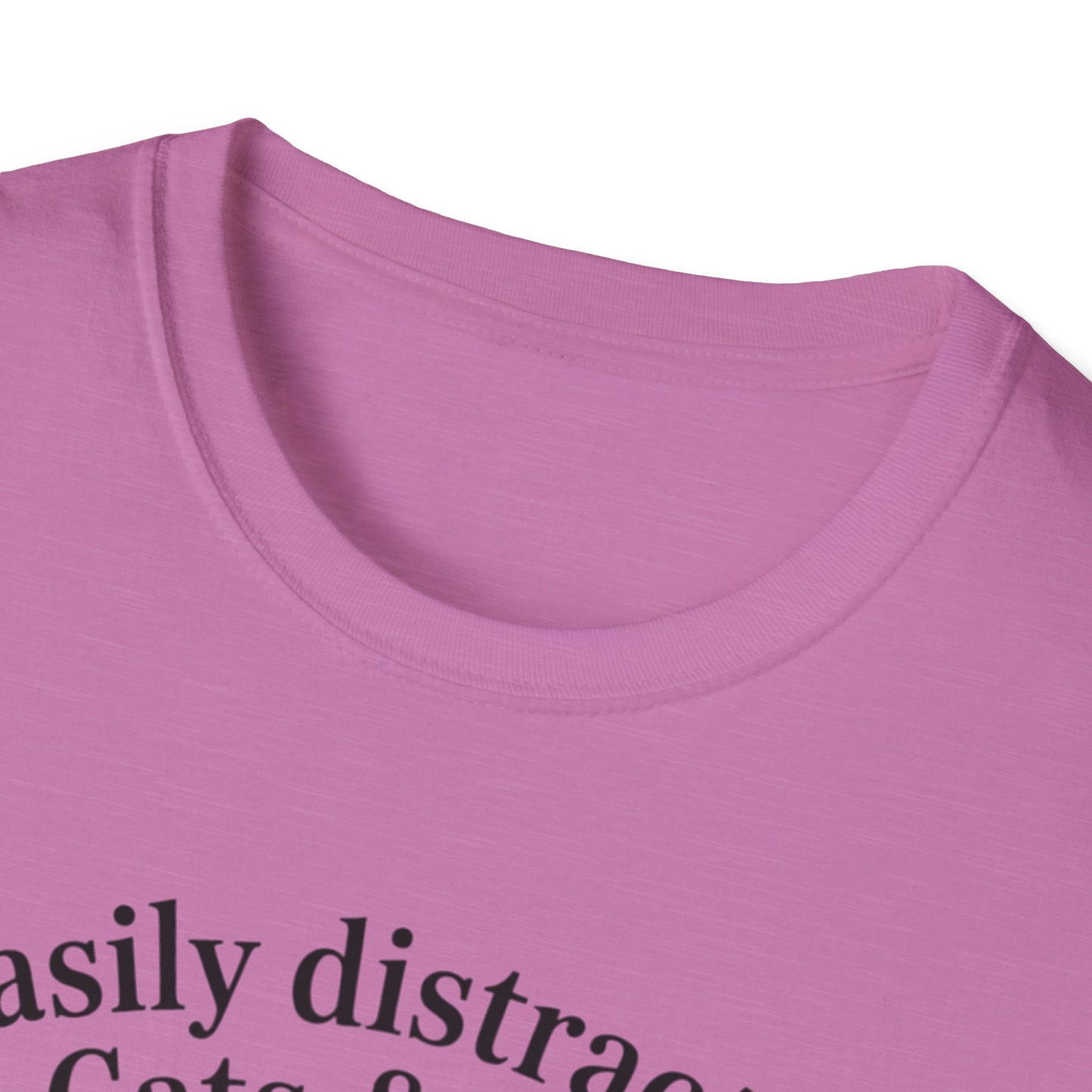Easily Distracted by Cats & Books T-Shirt, Cat Lovers Gift, Bookworm Tee, Cozy Lounge Wear, Cute Animal Apparel